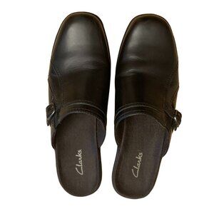 Clarks Leather Mule Sandals Black Size 8.5 Leather uppers